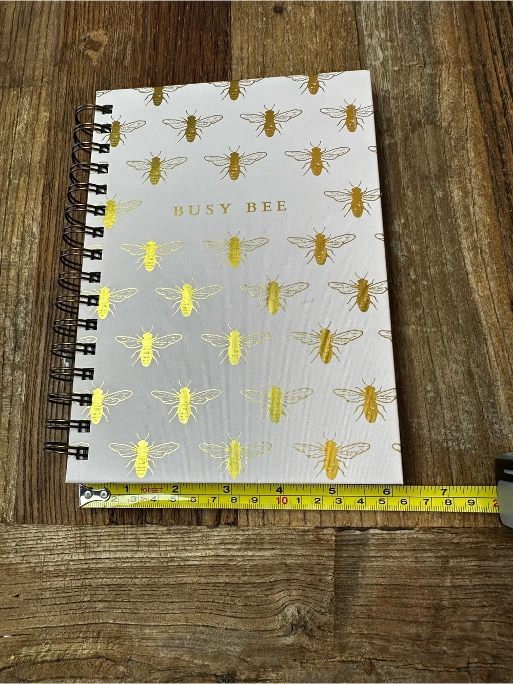 Gold Bee Spiral Notebook - White